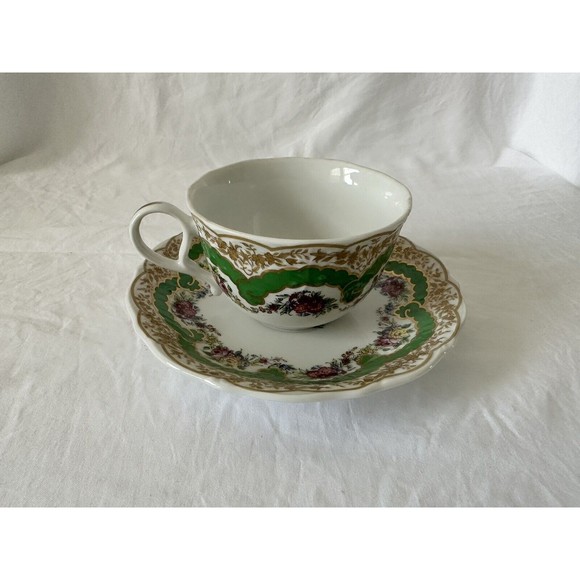 Andrea By Sedak 1996 Inspired By 18th Century Sevres Green Porcelain Cup Saucer - Picture 1 of 7